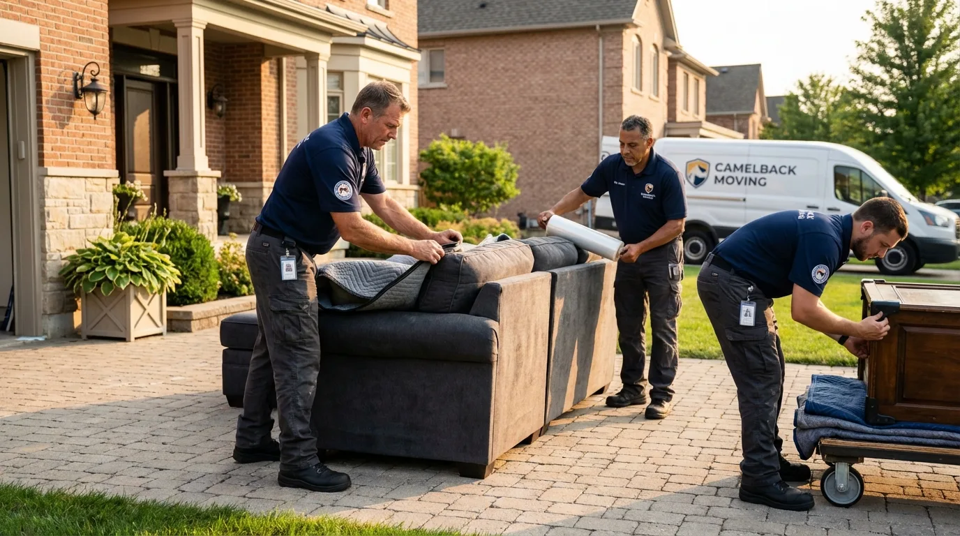 Large estate moving crew wrapping furniture in Clanton, AL